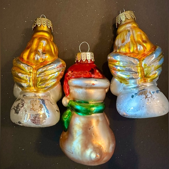 Vintage Ornaments Set of 3, Made in China. 2 Angels, 1 bear Hand blown NO BOX - Picture 6 of 10
